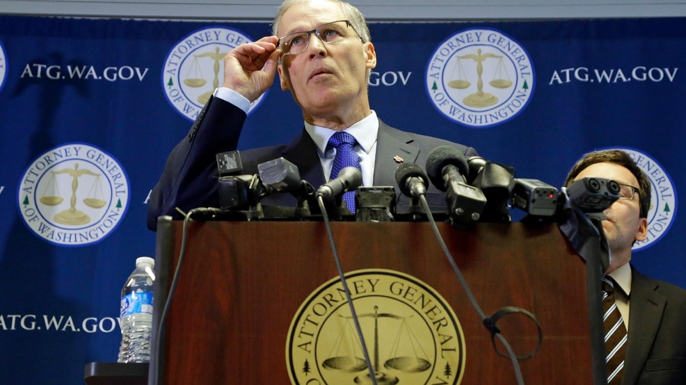 Trump Travel Ban Washington State Jay Inslee--podium lawsuit against Trump immigration ban.jpg