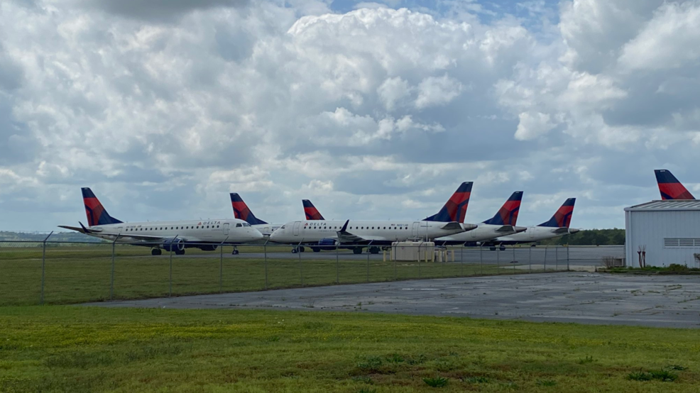 50 commercial planes parking at Middle Regional Airport due to
