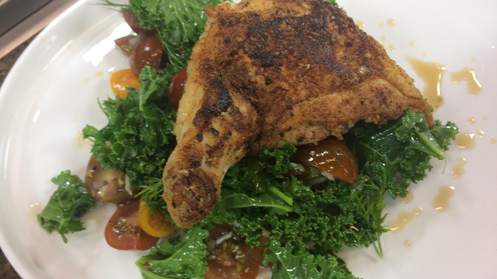 Airline chicken with tomato & kale salad KATV