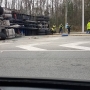 Overturned dump truck blocks lanes of Bees Ferry