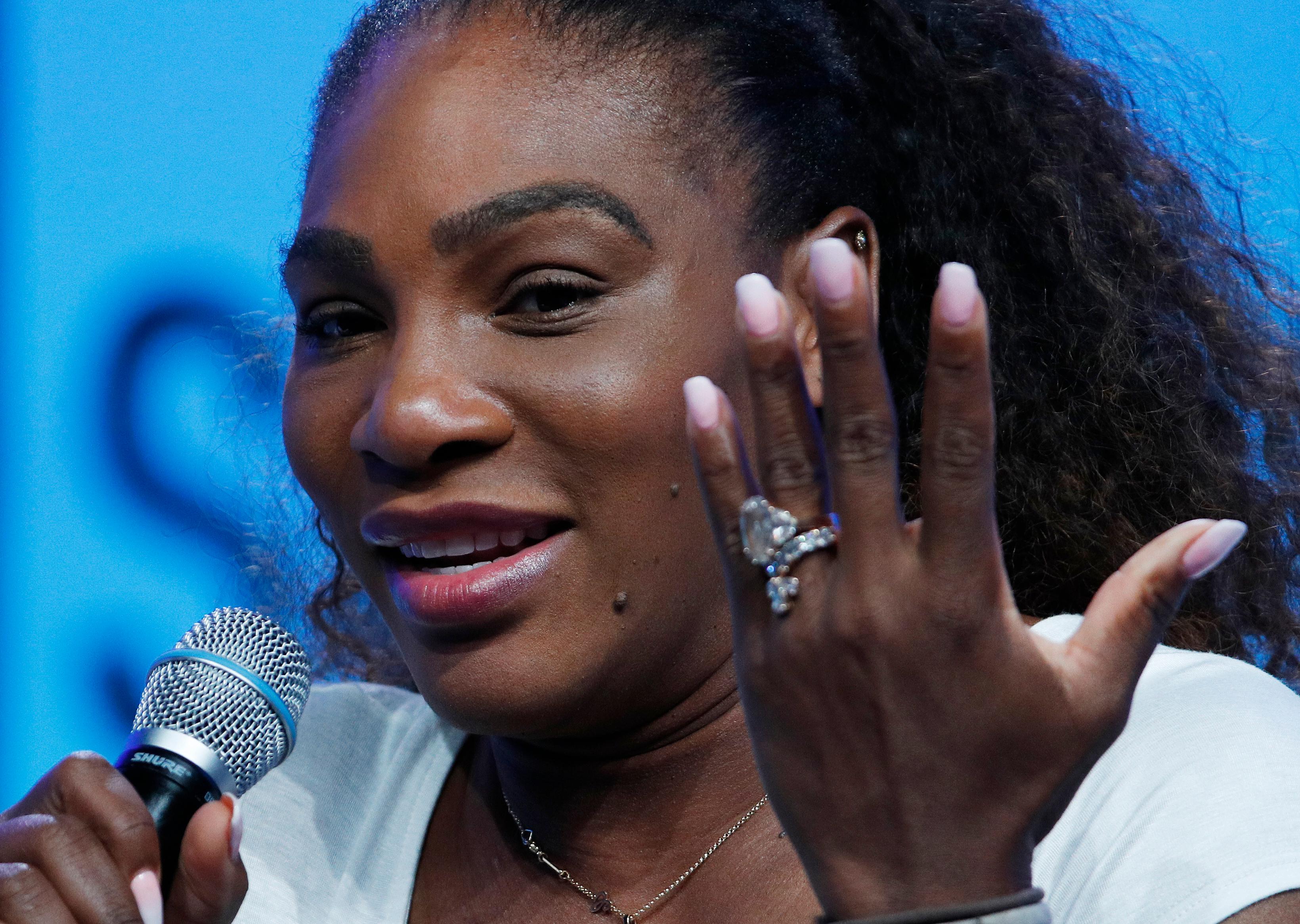 tennis star serena williams speaks at the shop.